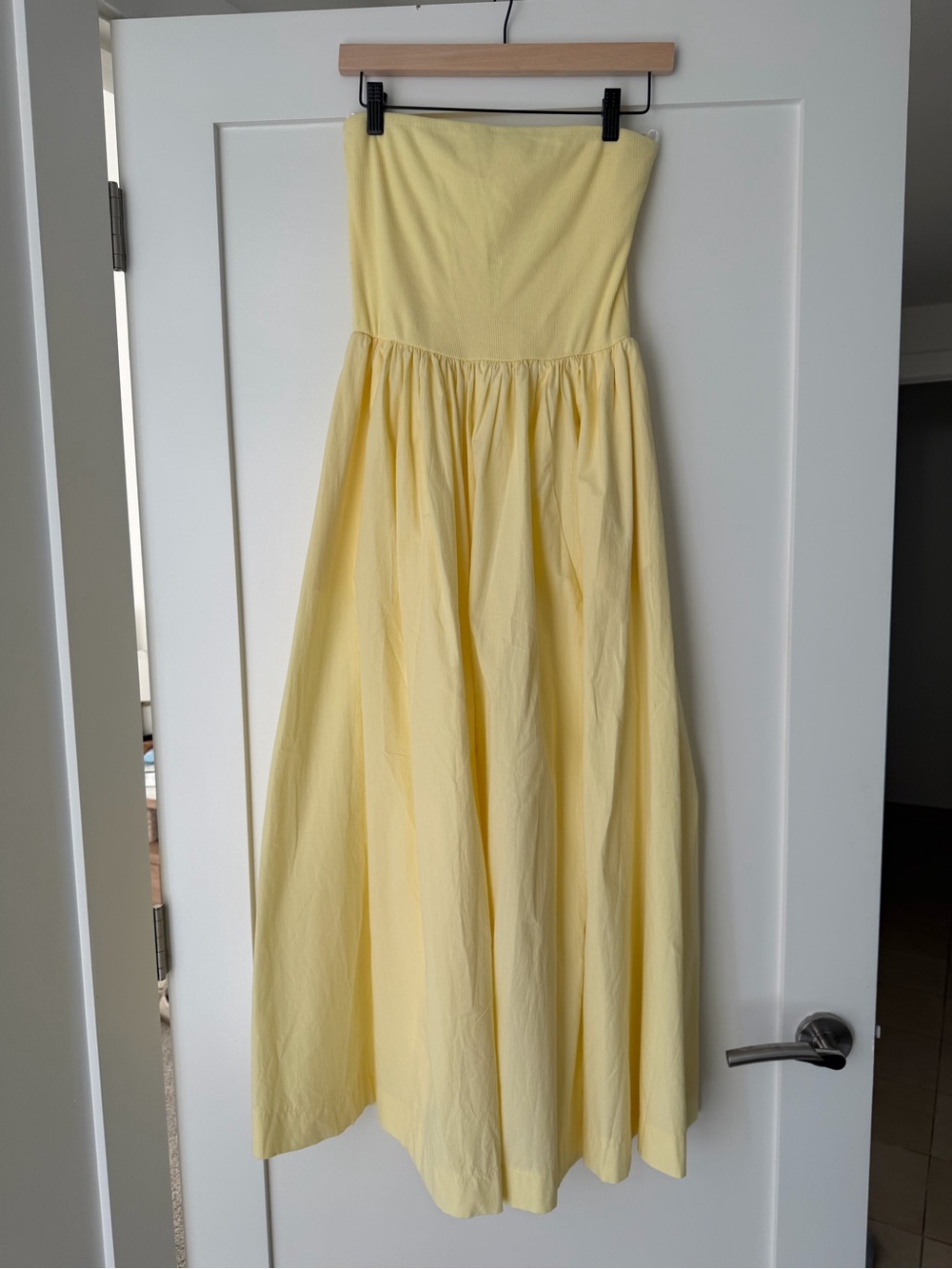 Double Zero Strapless Pale Yellow Maxi Dress